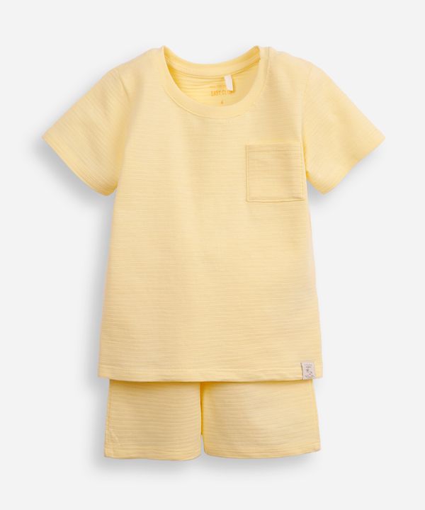 conjunto curto infantil de algodão texturizado amarelo 2