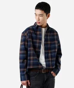 camisa masculina de algodão xadrez azul P