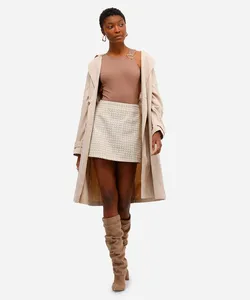 saia curta feminina de tweed com lurex off white 38
