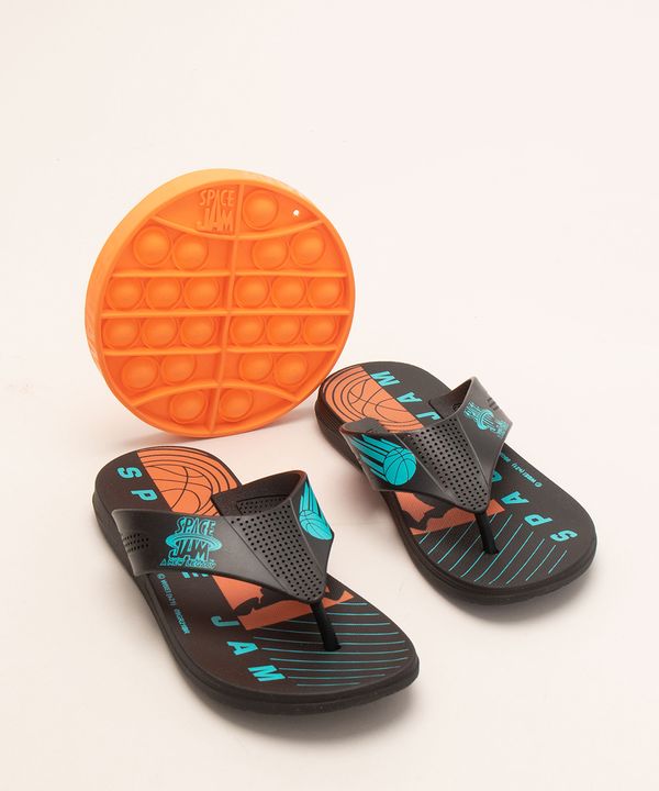 chinelo infantil space jam grendene + pop it preto 31-32