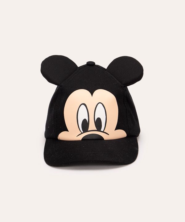 boné infantil aba curva mickey com orelhas preto Único