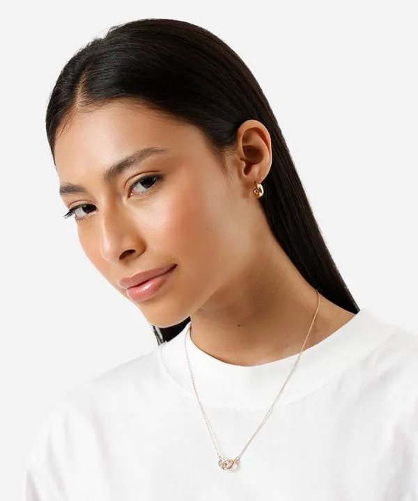 conjunto de colar e par de brincos femininos dourado UNICO
