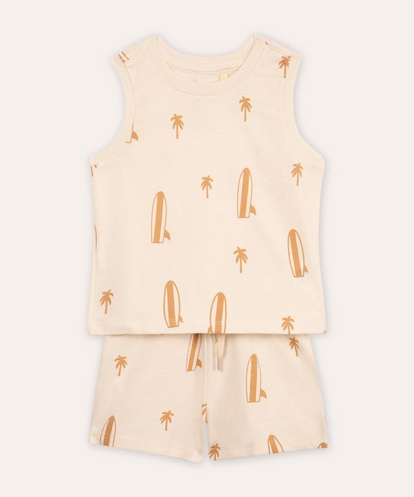 conjunto infantil curto praiano bege 3