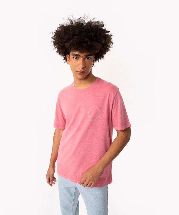 camiseta de algodão life is good estonada manga curta pink G