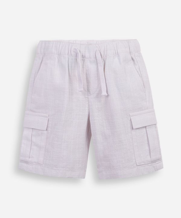 bermuda cargo infantil de algodão texturizada branca 4