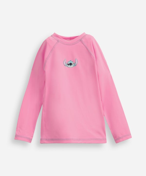 camiseta infantil manga longa proteção uv stitch rosa 8