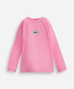 camiseta infantil manga longa proteção uv stitch rosa 6