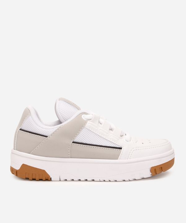 tênis casual infantil com recortes ollie branco 35