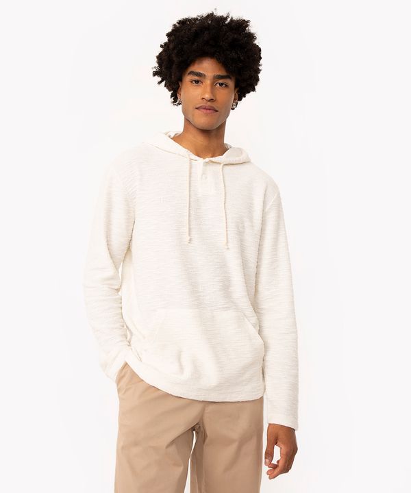 camiseta de algodão com capuz manga longa off white M