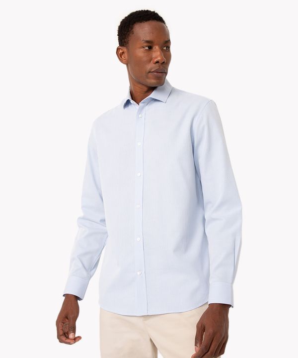 camisa de algodão comfort xadrez manga longa azul claro M