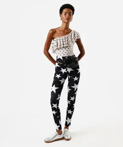 calça legging feminina estrelas preta G