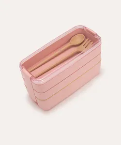 pote marmita tripla com colher e garfo rosa claro Único