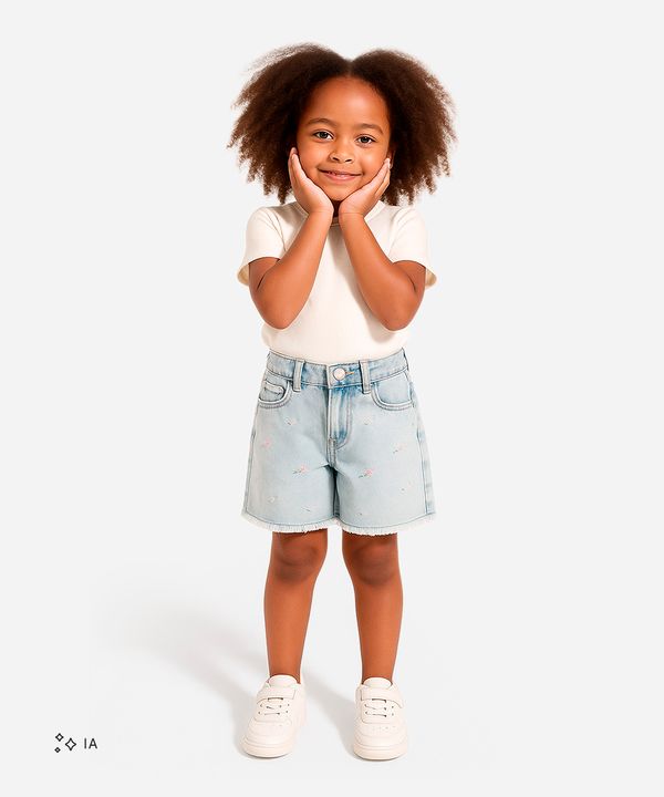 short mom infantil jeans floral - jeans claro 12
