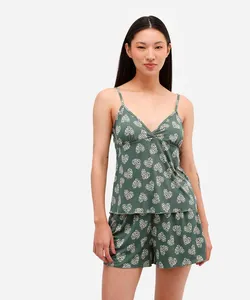 pijama short doll feminino corações verde PP
