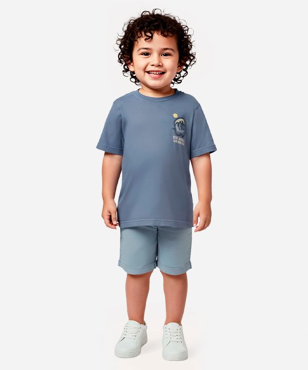 camiseta infantil de algodão the waves are calling azul 1