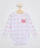 Body Infantil Manga Longa Estampado Meow com Bordado Gatinho Off White 0-3