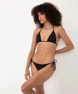 biquíni calcinha tanga laço cortininha com proteção uv preto G