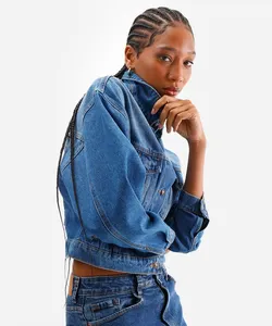 jaqueta jeans feminina manga longa azul M