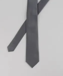 Gravata em Jacquard Cinza Único