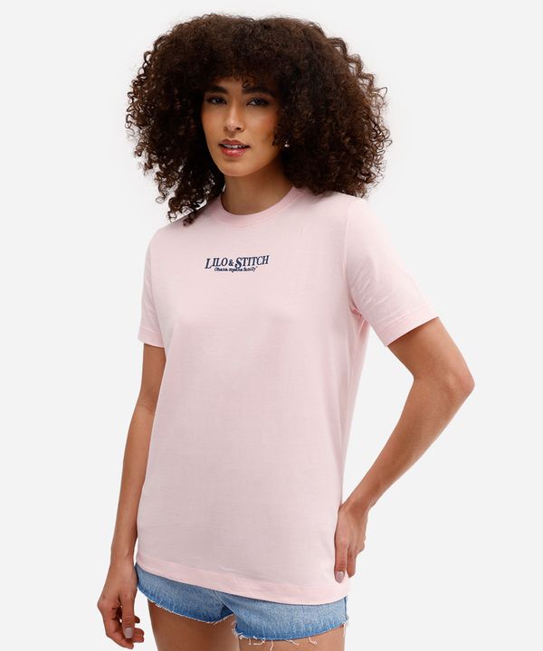 camiseta feminina de algodão stitch rosa G
