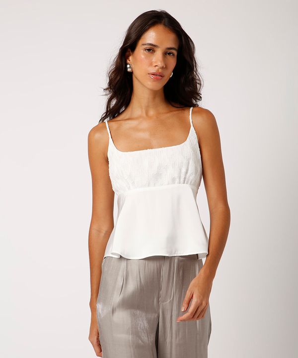 regata alça fina de cetim texturizada mindset off white M