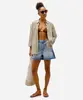 short feminino jeans cintura alta azul 40