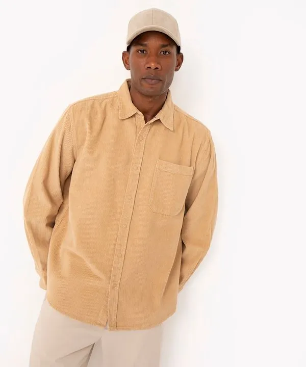 camisa de veludo cotelê oversized manga longa bege G