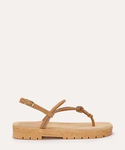 sandália flatform tira de strass oneself bege 37