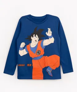 camiseta de algodão infantil dragon ball manga longa azul 4