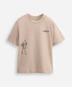 camiseta oversized de algodão infantil minecraft bege 12