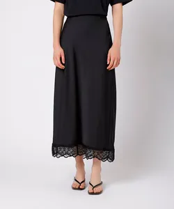 saia midi feminina acetinada com renda mindset preta 34