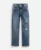 calça skinny infantil jeans destroyed azul 8