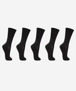 kit de 5 meias cano longo esportivas caneladas preto 39-43