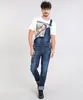 Macacão Jeans Masculino Slim com Bolsos Azul Escuro 40