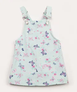 salopete infantil de sarja floral borboletas verde claro 5