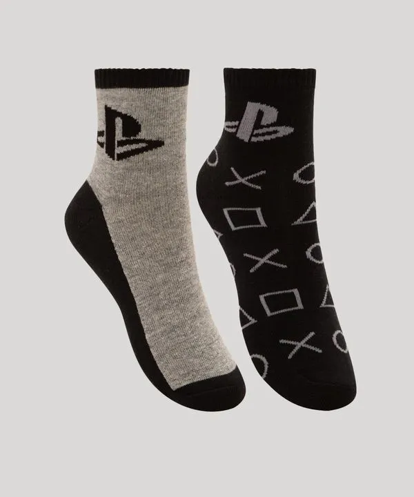 kit de 2 meias infantil cano médio playstation multicor 30-33
