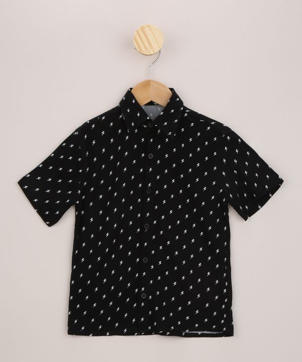 Camisa Infantil Estampada de Raios Manga Curta Preta 4