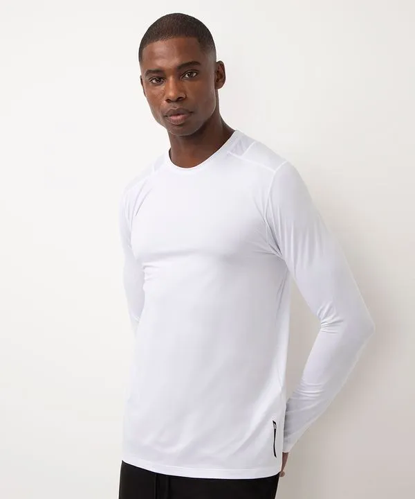 camiseta slim manga longa esportiva branco P