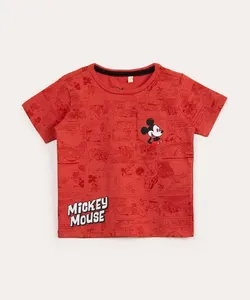 camiseta infantil de algodão com bolso mickey mouse vermelho 1
