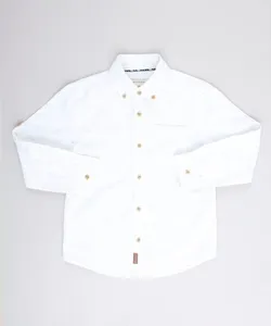 Camisa Infantil com Bolso e Martingale Manga Longa Off White 12