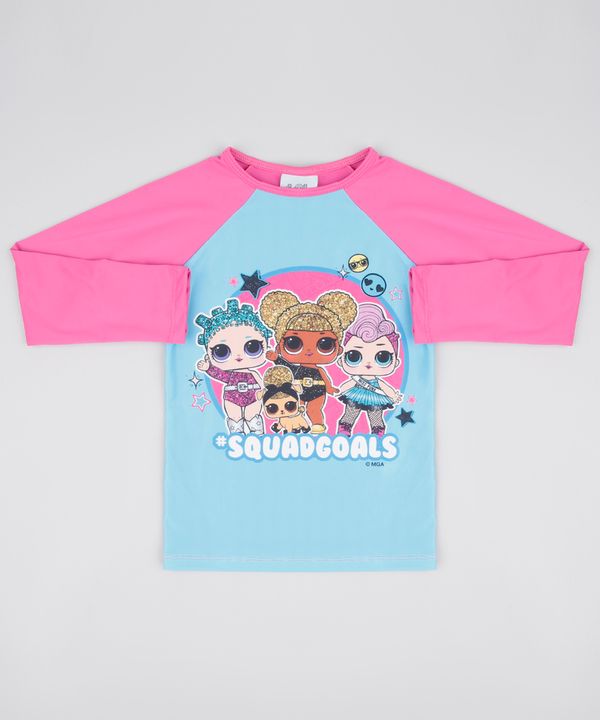 Blusa de Praia Infantil LOL Surprise Raglan Manga Longa com Proteção UV50+ Rosa 6