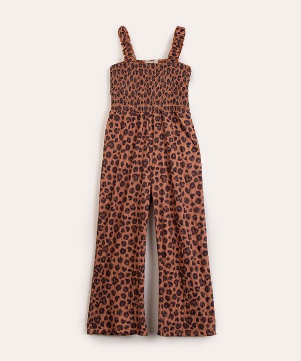 macacão infantil animal print marrom 12