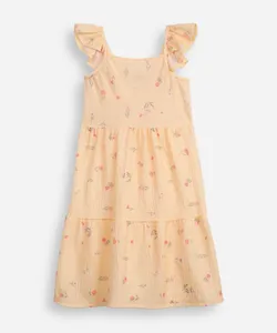 vestido infantil alça com babado floral amarelo 10