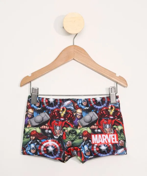 Sunga Infantil Estampado Os Vingadores Boxer com Proteção UV50+ Multicor 8