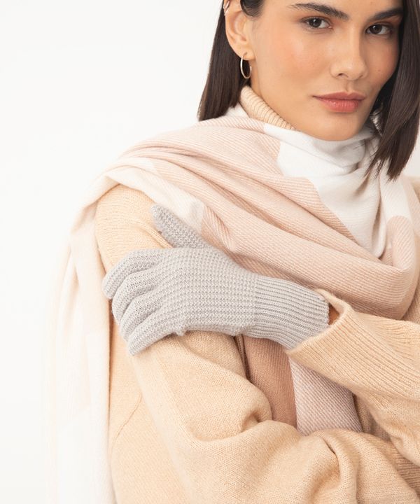 luva de tricot texturizada cinza UNICO