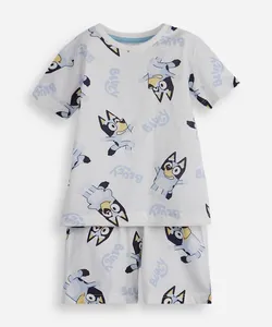 pijama curto infantil de algodão bluey off white 4