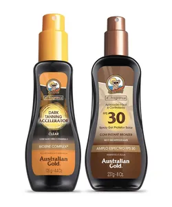 Kit Australian Gols Protetor Solar Fps30 237Ml + Acelerador De Bronzeado Clear Dark Tanning 125Ml Único Único