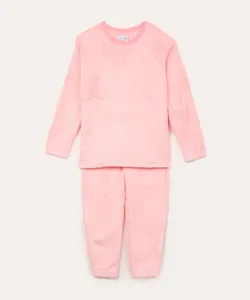 pijama de fleece infantil coração rosa claro 6