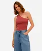 blusa ombro único feminina de tricot rosa P