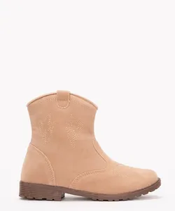 bota infantil western de suede cano curto bege médio 25